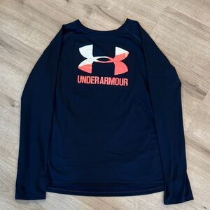 Under Armour Kids Long Sleeve Tee - Dark Blue and Bright Red